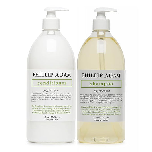 Phillip Adam Fragrance Free Shampoo and Conditioner Set - Sulfate Free & pH Balancing - 33.8 Ounce Each-Velvo Beauty