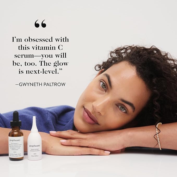 goop Beauty 20% Vitamin C + Hyaluronic Acid Serum | Improves Tone, Texture, & Hydration | L-ascorbic Acid and Hyaluronic Acid | Paraben and Silicone Free | 1 fl oz-Velvo Beauty