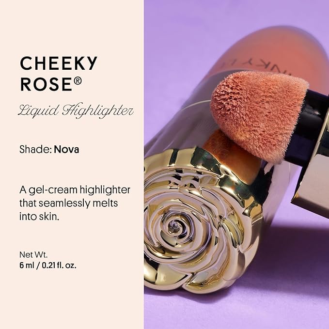 Winky Lux Cheeky Rose Liquid Highlighter, Gel Cream Blush Wand, Blendable & Buildable Pigment, Long Lasting Weightless, Nova-Velvo Beauty