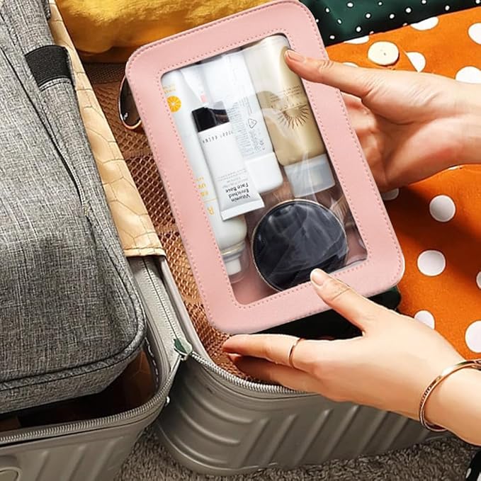 Clear Makeup Bag Small, TSA Approved Portable Toiletry Bag with Zipper Cosmetic Travel Bag Makeup Organizer Case Mini Makeup Pouch for Purse Car Organizer Bag for Women Men-Velvo Beauty