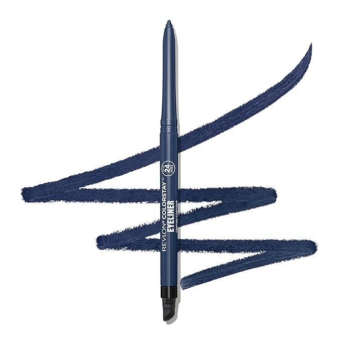 REVLON ColorStay Pencil Waterproof Eyeliner, Smudge-Proof, Eye Makeup with Built-In Sharpener, 213 Navy, 0.01 oz-Velvo Beauty