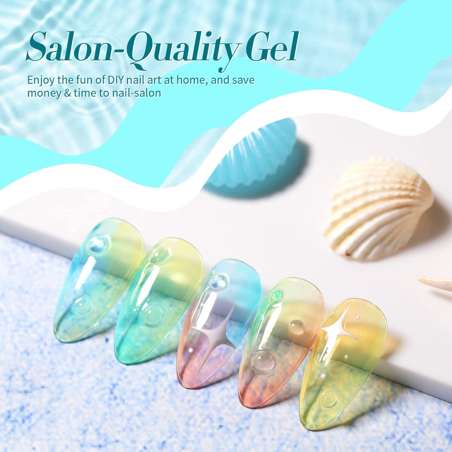 Born Pretty Jelly Gel Nail Polish Set Spring Summer Crystal Glass Translucent Pastel Gel Polish Blue Red Green Yellow Pink Soak Off U v Gel Polish 7ML 6PCS-Velvo Beauty
