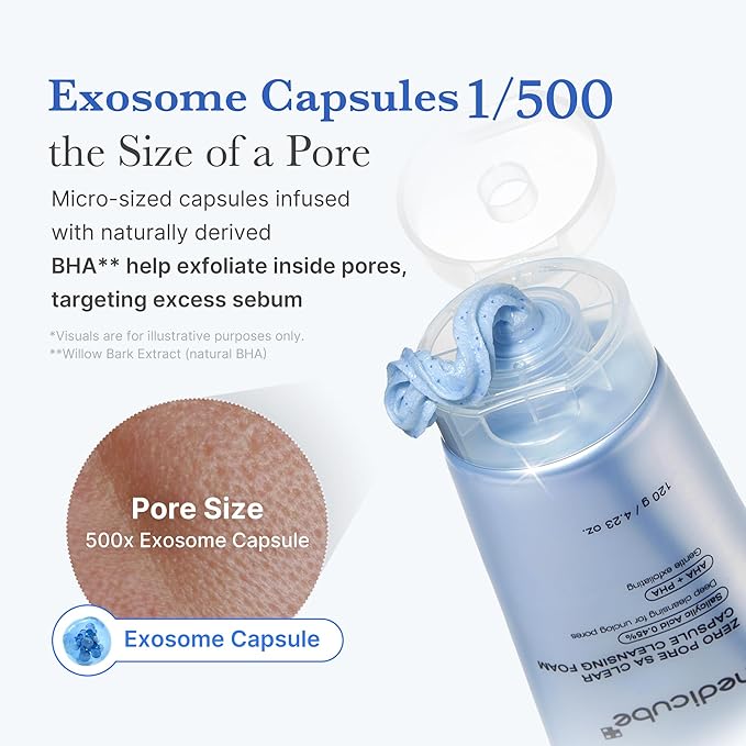 medicube Zero Pore Clear Blue Capsule Facial Deep Cleanser for Skin Texture, Blackhead & Pore Care | AHA, BHA & PHA for Double Cleansing, Daily Gentle Face Wash, Korean Skincare | 120g / 4.23 oz-Velvo Beauty