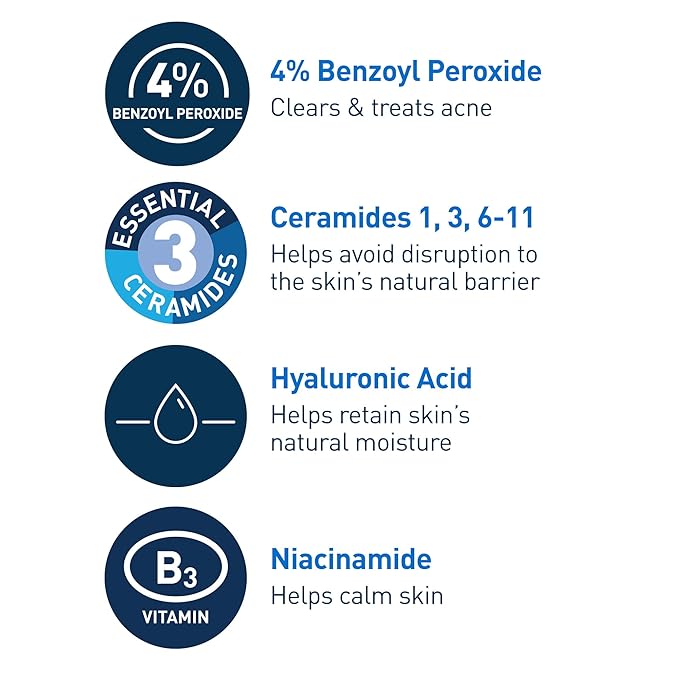 CeraVe Acne Foaming Cream Cleanser, 4% Benzoyl Peroxide Face Wash With Hyaluronic Acid, Niacinamide & Ceramides, Gentle Daily Acne Treatment For Face-Velvo Beauty