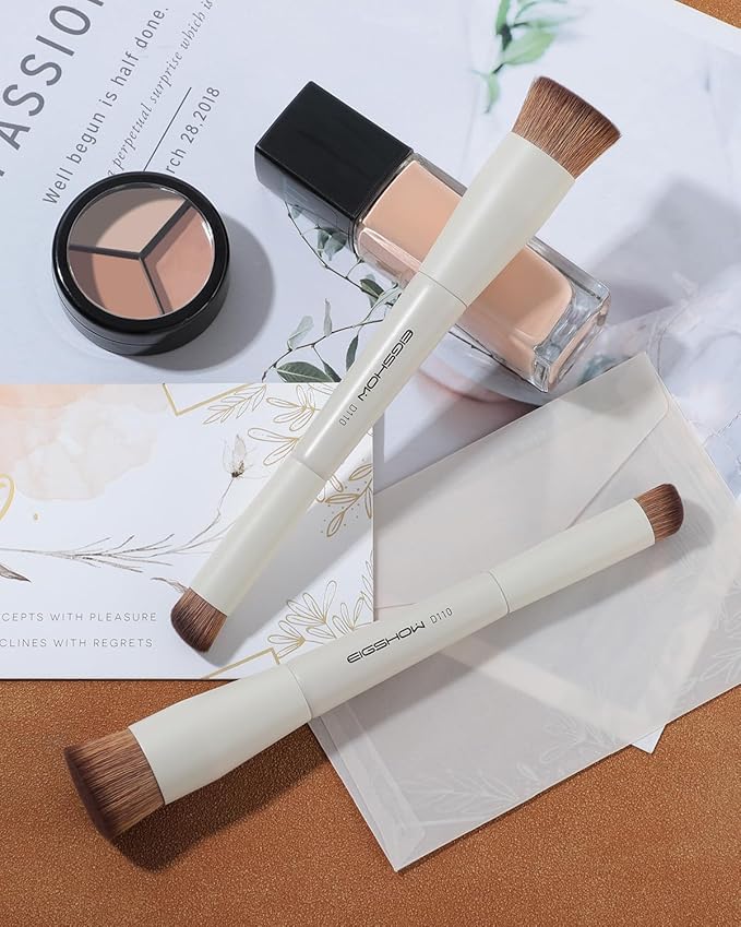 EIGSHOW Foundation and Concealer Brush, Dual Ended Makeup Brush For Flawless Foundation Coverage, Under Eye Concealer, Vegan & Cruelty-free (D110-Beige)-Velvo Beauty