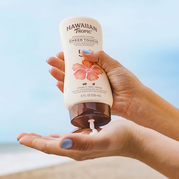Hawaiian Tropic Sheer Touch Lotion Sunscreen SPF 70, 8oz | Broad Spectrum, Oxybenzone-Free, Sunblock Lotion, Hawaiian Tropic Sunscreen SPF 70, 8oz-Velvo Beauty