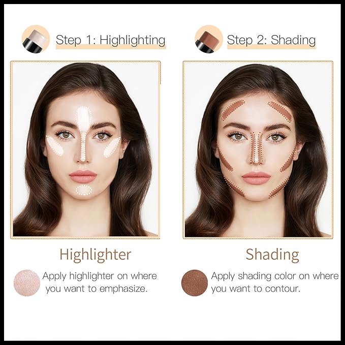 MIELIKKI 2Pcs Cream Contour Stick Makeup, Highlighter Stick and Bronzer Stick for Face Sculpting, Easy to Apply & Blend, Long Lasting, Waterproof, Matte Finish,0308-Velvo Beauty