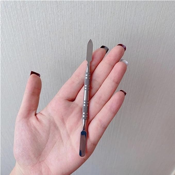 Makeup Spatula Set Stainless Steel, Make Up Tools Mini Mixing Tray with Finger Ring, Makeup Paint Palette, Pack of 2-Velvo Beauty