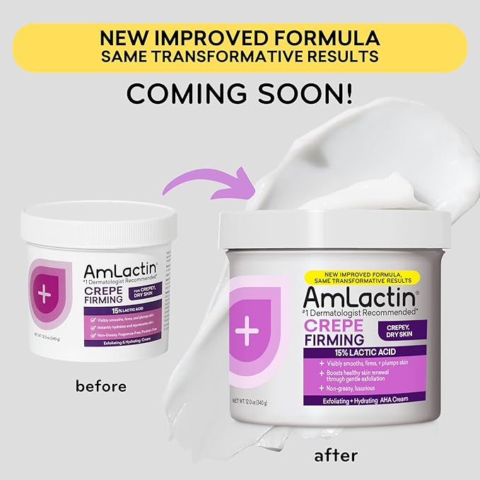 AmLactin Crepe Firming Cream - 12 oz Body Cream with 15% Lactic Acid - Exfoliator and Moisturizer for Crepey, Dry Skin (Packaging May Vary)-Velvo Beauty