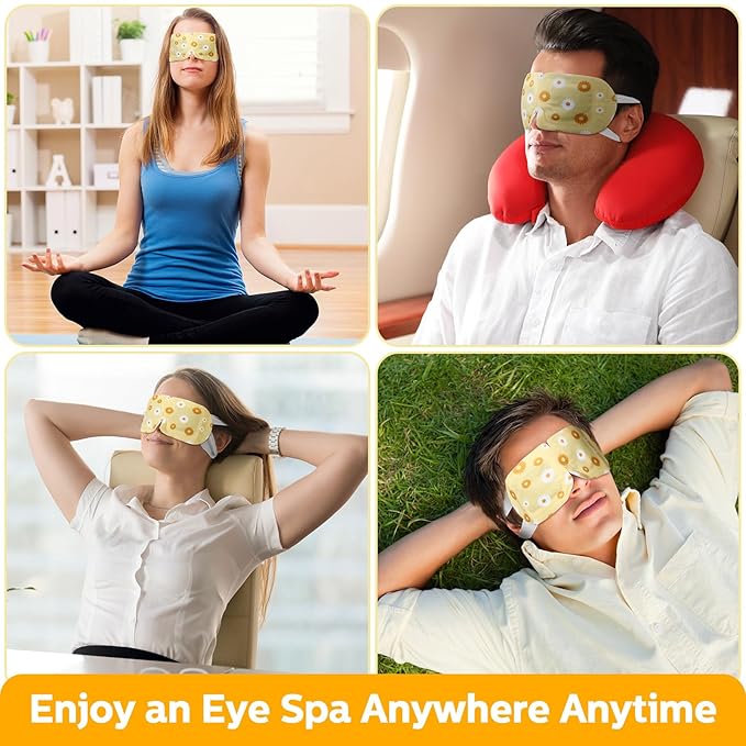 50 Packs Steam Eye Mask for Dry Eyes Spa Warm Sleep Eye Mask Self Heating Disposable Eye Masks for Home Office Travel Eyestrain Relieve (Chamomile Scent)-Velvo Beauty