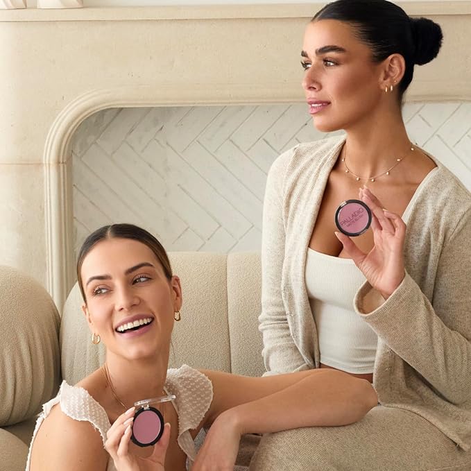 Palladio Matte Blush, Brushes onto Cheeks Smoothly, Soft Matte Look and Even Finish, Flawless Velvety Coverage, Effortless Blending Makeup, Flatters the Face, Convenient Compact, Bayberry-Velvo Beauty