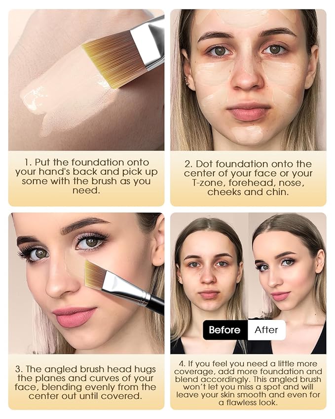 EIGSHOW Flat Foundation Brush, Vegan Synthetic Bristles, Streak Free Application, Face Makeup Brush For Blending Liquid, Cream, Face Mask (E870B)-Velvo Beauty