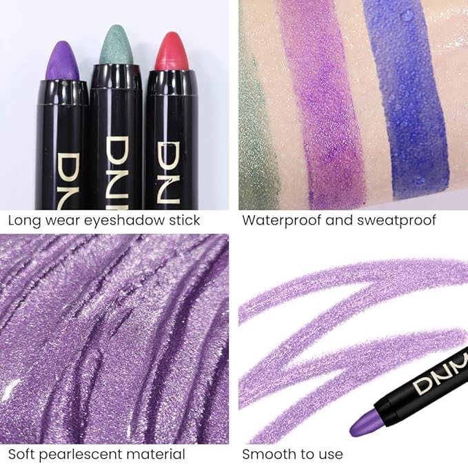 evpct 2Pcs Cream Eyeshadow Sticks Set for Eyes Waterproof, Blue Shimmer & Purple Shimmer Matte Eye shadow Stick Pencil Pen Bulk sombras en crema para ojos 32+33-Velvo Beauty