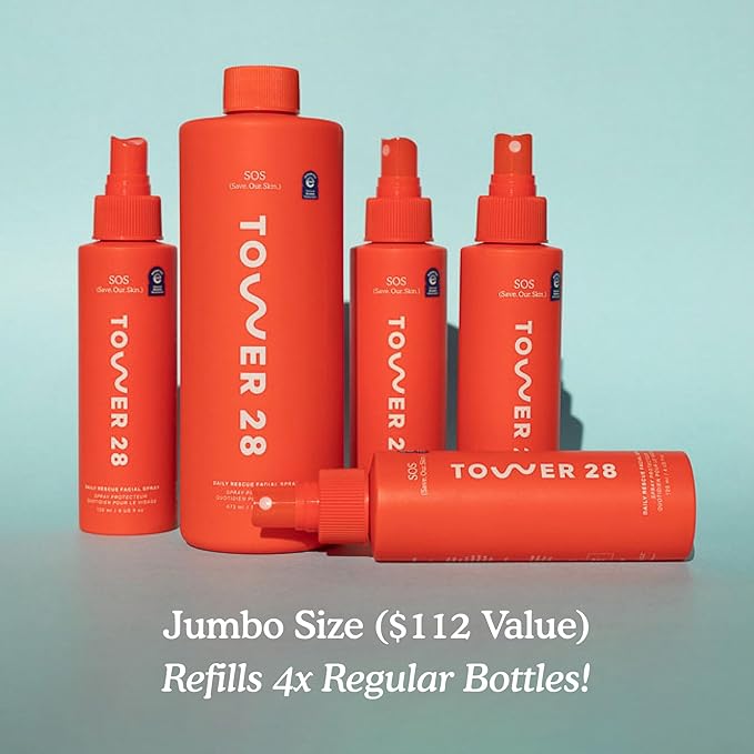 Tower 28 Beauty SOS Daily Rescue Facial Spray Jumbo Refill 16 oz / 480 mL-Velvo Beauty