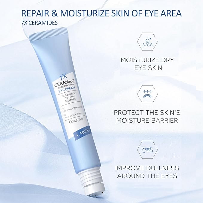 Ceramide Under Eye Cream, Hydrating Eye Cream, Eye Wrinkle Cream With Massage Head, Eye Cream Anti Aging, Dark Circle Eye Cream For Women & Men, eye moisturizer For All Skin Type-Velvo Beauty