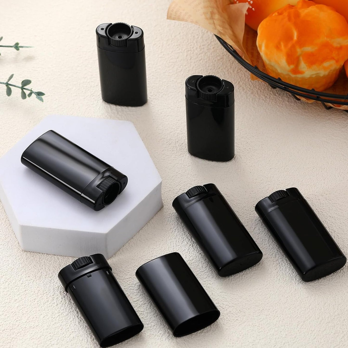 Wesiti 100 Pcs Plastic Empty Deodorant Containers 1/2 oz Travel Deodorant 15ml Refillable Containers Tubes Oval Lip Balm Tubes for Lip Balm DIY(Black)-Velvo Beauty