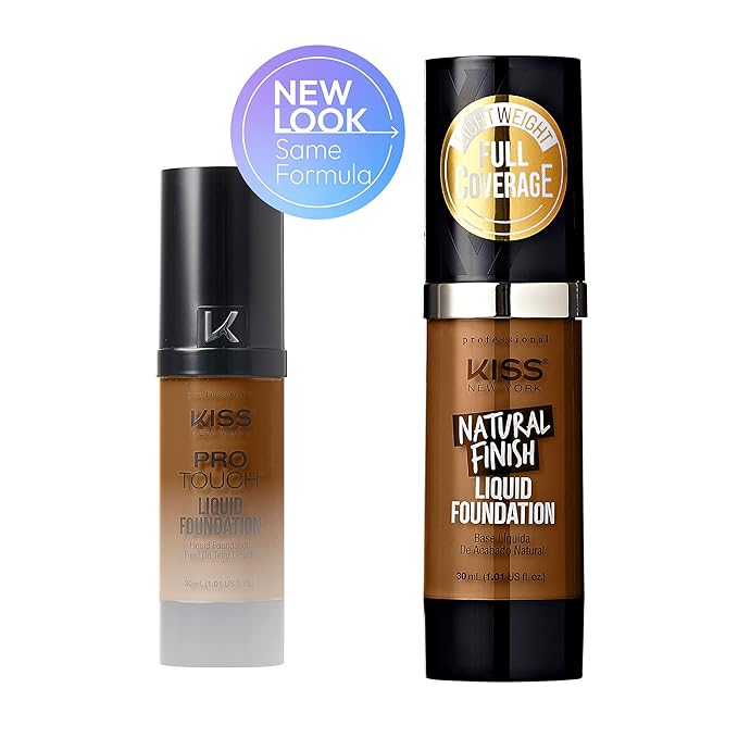 Kiss New York Professional Liquid Foundation - Lightweight and Hydrating Formula, Natural Finish, Control Shine, Cover Pores, Medium to Full Coverage, Green Tea Extract (Warm Coconut)-Velvo Beauty