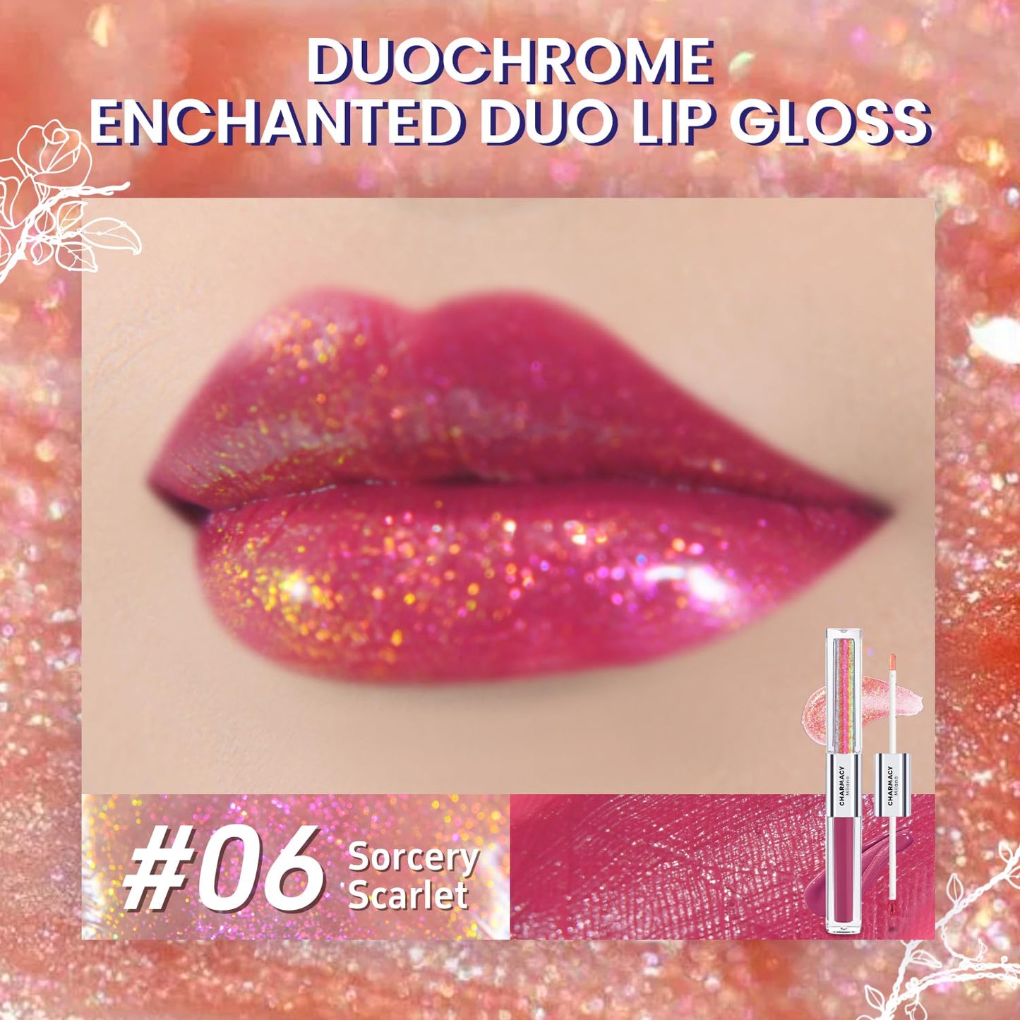 CHARMACY Multichrome Double Head Non-Stick Lip Gloss, Metallic Colourful Lip Glaze, Anti-transfer, Long Lasting Waterproof Liquid Lipstick Makeup (#06)-Velvo Beauty