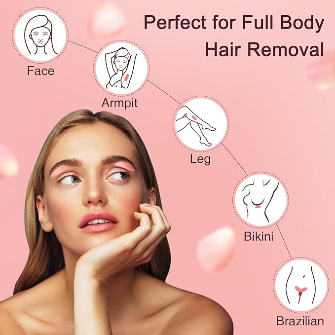 Hard Wax for Hair Removal, Rose Pink Wax Beads for Sensitive Skin and Brazilian Waxing, 10.5 Ounce/bag with 10pcs Wax Sticks-Velvo Beauty