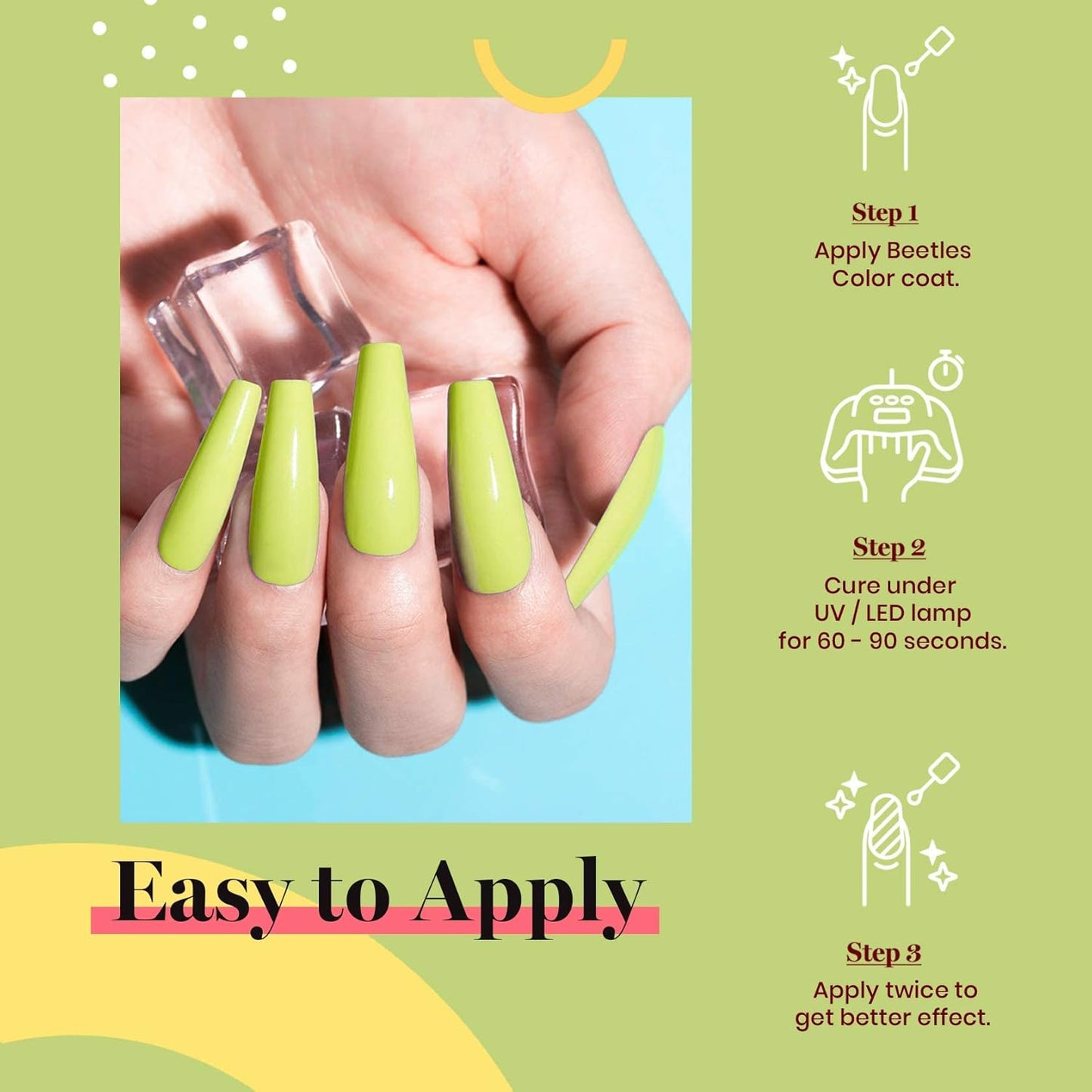 Beetles Neon Yellow Gel Nail Polish, Bright Yellow Lala Lime Color Neon Gel Polish Halloween Soak Off Uv Led Nail Lamp Gifts for Women -Size: 15 ml/Each-Velvo Beauty