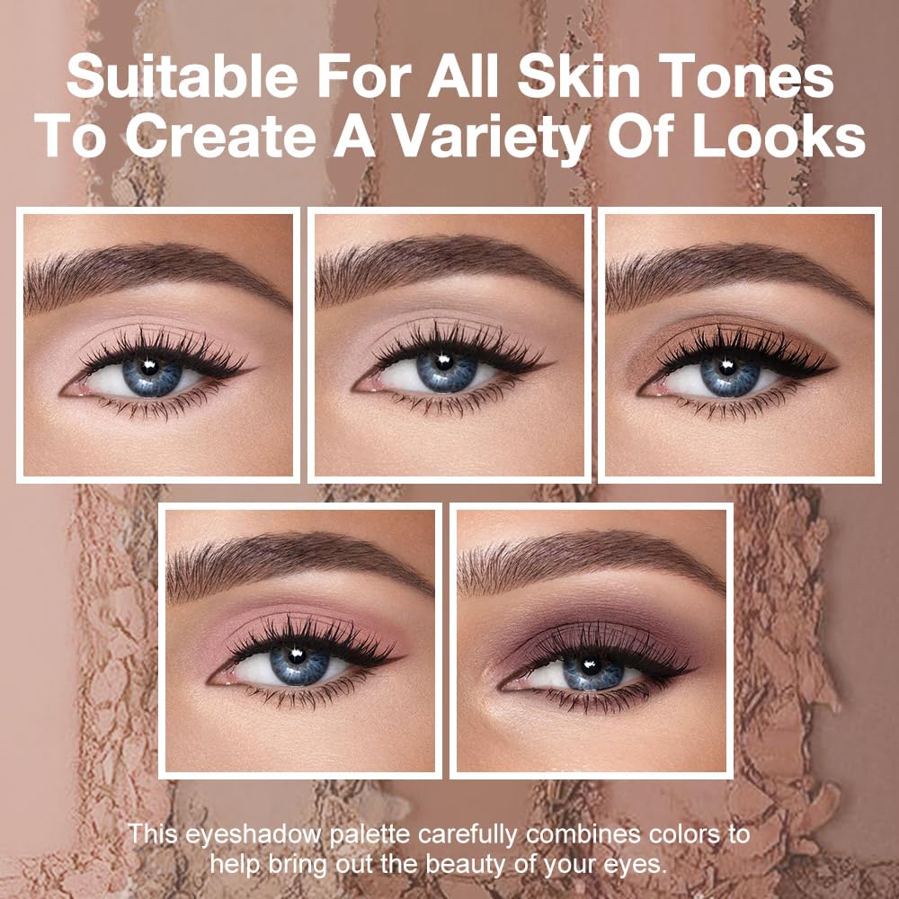 AMY'S DIARY Matte Nude Brown Beige Eye Shadow Palette Makeup, Natural Tones Eyeshadow Palette Nude Taupe Eye Shadows, for Woman Long Lasting Delanci bronzed mocha palette (#02)-Velvo Beauty
