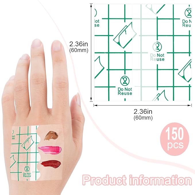 ANCIRS 150pcs Disposable Makeup Hand Palettes, 2.4x2.4inch Adhesive Waterproof PU Cosmetic Makeup Palettes for Women Girls Female Artists Make up-Velvo Beauty