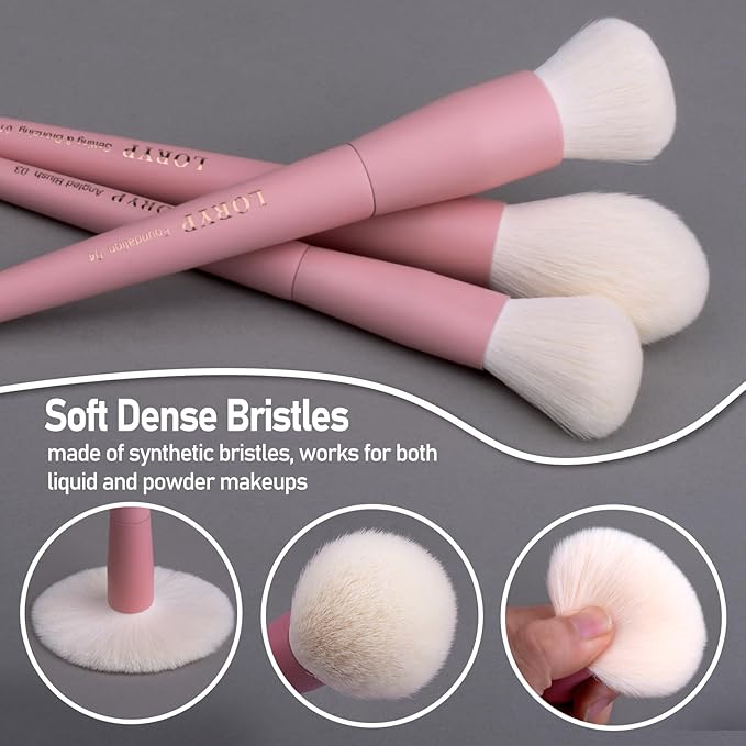 LORYP Makeup Brushes Set Labeled 18 Piece Face and Eye Brush Set Ultra soft hair Foundation, Concealer, Blush, Contour, Blending, Eyeshadow Pink Brush kit-Velvo Beauty