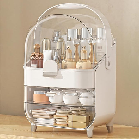 Makeup Organizer, Skincare Holder Bathroom Counter Organizer, Storage Box Cosmetic Display Cases, Teen Girl Gifts Trendy Stuff Make up Organizers for Vanity, Dresser, Countertop (Silver)-Velvo Beauty