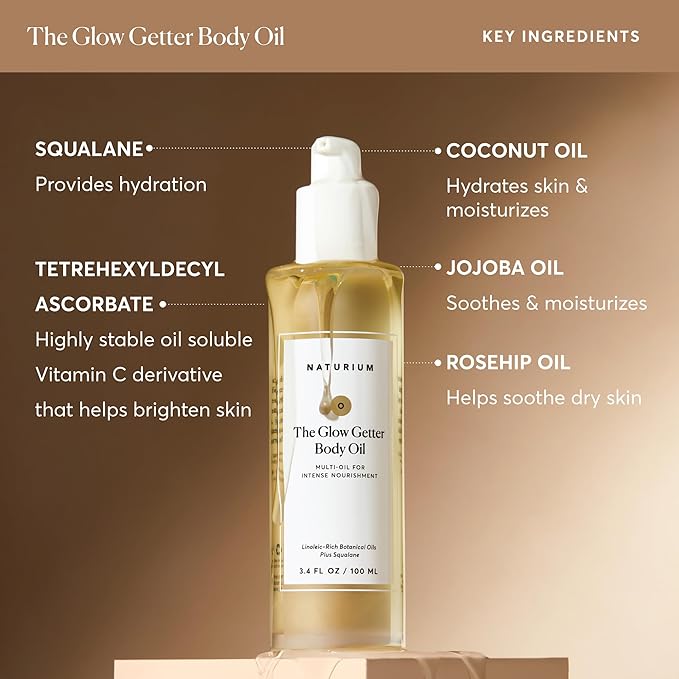 Naturium The Glow Getter Body Oil, Multi-Oil for Intense Nourishment, Hydrating & Moisturizing Formula, Vegan & Cruelty-Free, 3.4 oz-Velvo Beauty