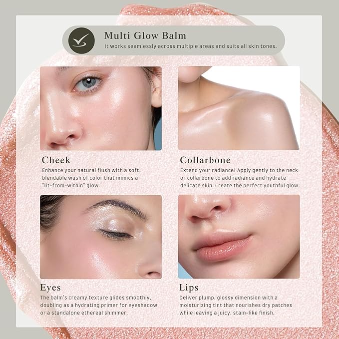 Multi Glow Balm, Cream Blush for Cheeks, Blush Balm Face Makeup, Radiant Finish, Hydrating, Creamy, Lightweight & Blendable Color, Face Makeup, 0.63 Oz (Romantic Tulips)-Velvo Beauty