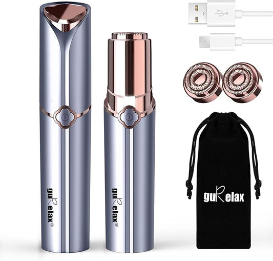 Face Razors for Women(2024), Gurelax Hair Remover for Face, Painless Facial Hair Removal for Women, Rechargeable Hair Removal Device for Face, Upper Lip, Chin, Included 2 x Replacement Heads-Velvo Beauty