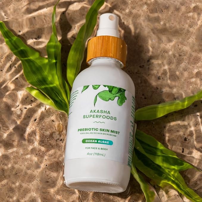 Akasha Prebiotic Skin Mist 3.4oz I Organic Facial Mist, Sea Kelp Extract, Face Spray for Naturally Restoring the Skins Microbiome, Dewy, Help Acne, Psoriasis & Sunburn*, Anti Aging Skin Care Products-Velvo Beauty