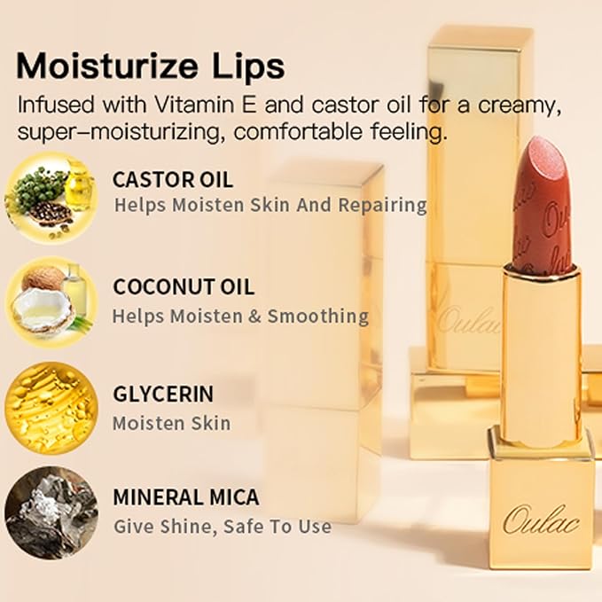 Oulac Metallic Red Lipstick Set 3PCS High Impact Lipcolor with Moisturizing Formula, Vegan Beauty, Full-Coverage Lip Color, Gift Lipstick for Women, 4.3g X 3PCS, 12+GM05+GM13-Velvo Beauty