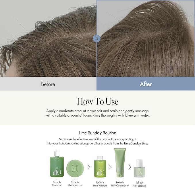 Lime Sunday Refresh Hair Vinegar with Vitamin C, Vinegar, Green Mint for Deep Cleansing Oily Scalp and Reducing Oil Production, Lime Citrus Scent, Silicone, Sulfate & Paraben Free (200ml / 6.76 fl.Oz)-Velvo Beauty