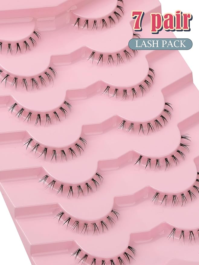 Lashes Natural Bottom Lashes 9mm Lower Strip Lashes Extention False Eyelashes Natural Look Wispy Bottom Eyelashes Fake Lashes Pack 7 Pairs-Velvo Beauty