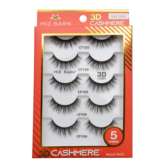 Miz Barn Lashes 5 Pairs Cat Eyes Wispy Lightweight Natural 3D Cashmere Soft Long Extension Eyelashes Pack Handmade Luxurious Volume Fluffy False Eyelashes (CF109)-Velvo Beauty
