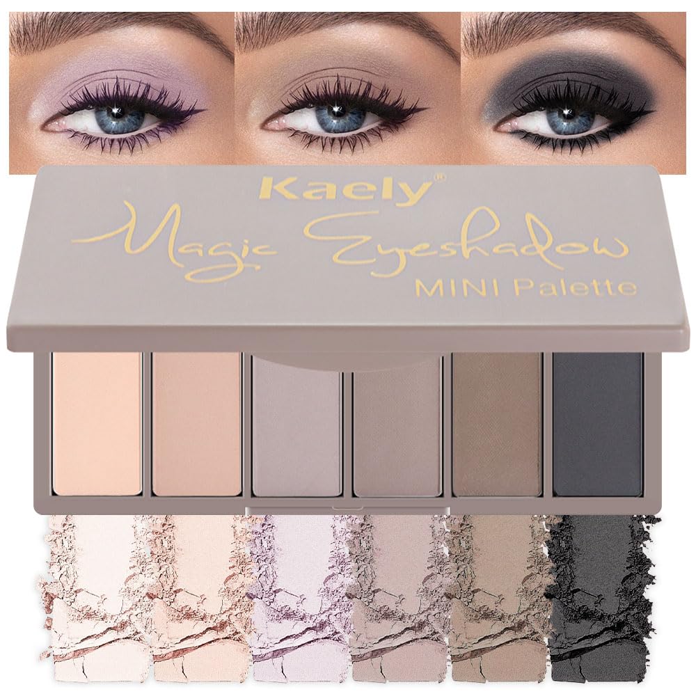 Kaely 6 Color Mini Nude Smoky Eyeshadow Palette Makeup, Highly Pigmented Eye Shadow Palette Waterproof, Natural Matte Eye Shadow Palette, paleta de sombras de ojos, Vegan & Cruelty-free, 05-Velvo Beauty