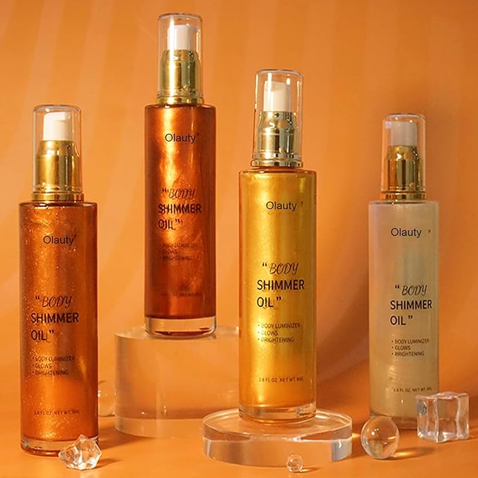 Shimmer Body Oil,Face and Body Liquid Luminizer,Waterproof Moisturizing Light Shimmer Glow Illuminator,Smooth Body Shimmer,Liquid Highlighter Makeup (Bronze Gold)-Velvo Beauty