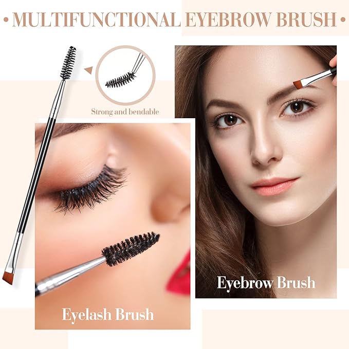 Skyley 4 Pieces Eyebrow Brush Eyelash Separator Brow Comb and Lash Spoolie Professional Eye Makeup Tools Metal Folding Lash Comb Black Double Head Eyelash Brush-Velvo Beauty
