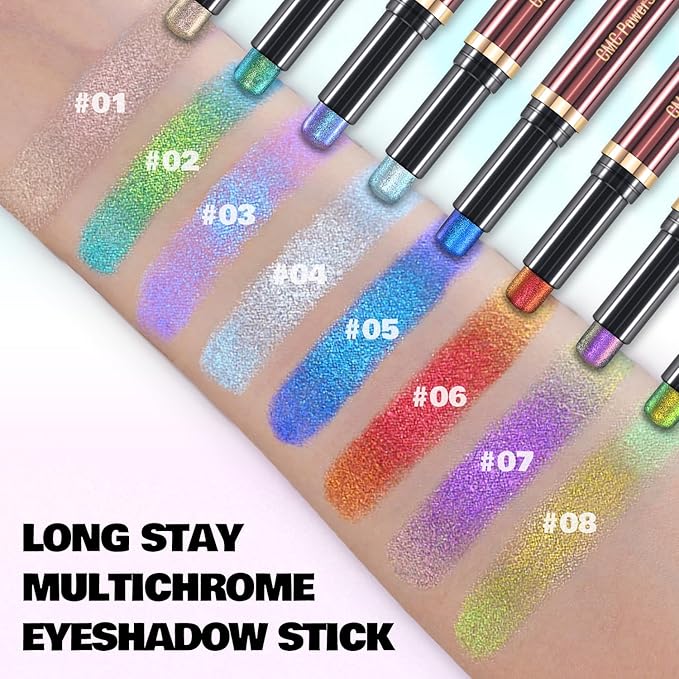 CHARMACY Duochrome Long Stay Eyeshadow Stick, Creamy Eye Shadow Stick, Multicolor-Shifting Glitter Eyeshadow, Waterproof & Smudge-Proof, High Pigmented, Built-in Smudger #06-Velvo Beauty