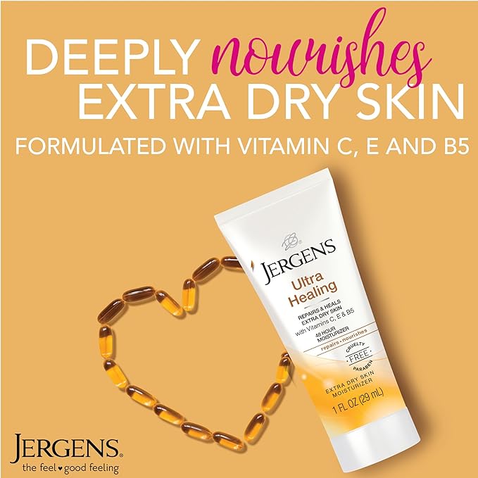 Jergens Ultra Healing Dry Skin Moisturizer, Travel Size Body and Hand Lotion, 1 Oz (Pack of 24)-Velvo Beauty