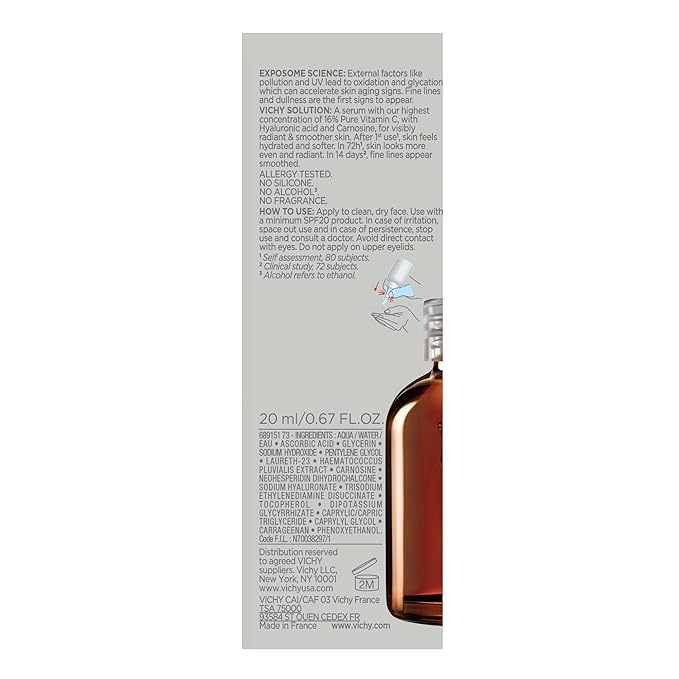 Vichy LiftActiv Vitamin C Serum For Face, Brightening Serum With 16% Pure Vitamin C + Hyaluronic Acid + Vitamin E, Improves Radiance & Firmness, Anti Aging, Protects Skin From Discoloration-Velvo Beauty