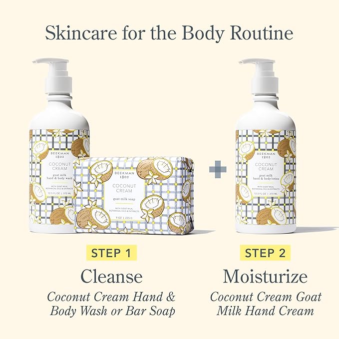 Beekman 1802 Coconut Cream Goat Milk Body Lotion - Scented - 12.5 oz - Hydrating & Moisturizing with Shea Butter - for Sensitive Skin - Cruelty Free - Packaging May Vary - Pump Included, Ready for Use-Velvo Beauty