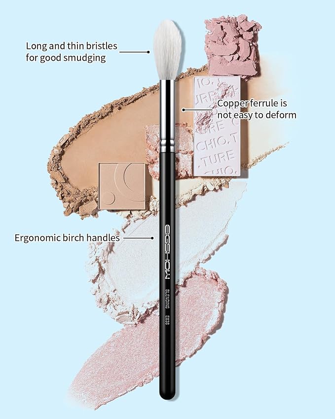 Eyeshadow Brush Fluffy Big Blending Brush Goat Bristles Soft Smugde for Powder Cream Liquid Eyeshadow for Eye Makeup Black (E838)-Velvo Beauty