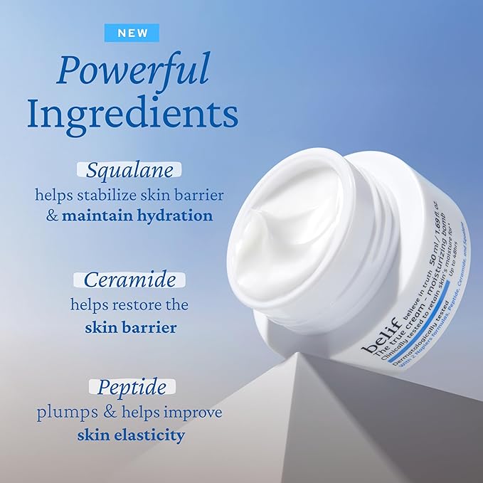 belif Moisturizing Bomb – Daily Ceramide Moisturizer with Peptide & Squalane, 48hr Hydration & Anti-Aging Cream, Milky & Lightweight, Restores Skin Barrier, Korean Skincare, 0.84 fl oz (25ml)-Velvo Beauty