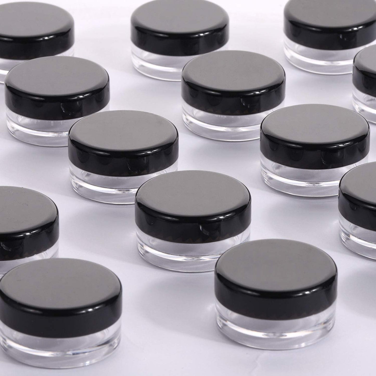 100 Count 10g Small Sample Containers with Lids Plastic Jar Cosmetic Jars Empty Makeup Jars Lip Balm Containers - Black-Velvo Beauty