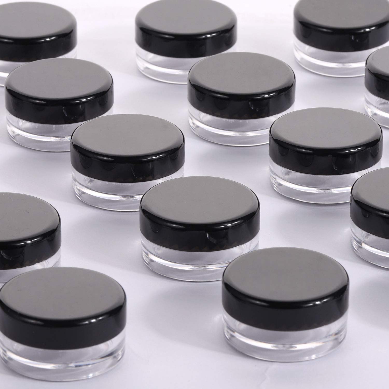 100 Count 10g Small Sample Containers with Lids Plastic Jar Cosmetic Jars Empty Makeup Jars Lip Balm Containers - Black-Velvo Beauty