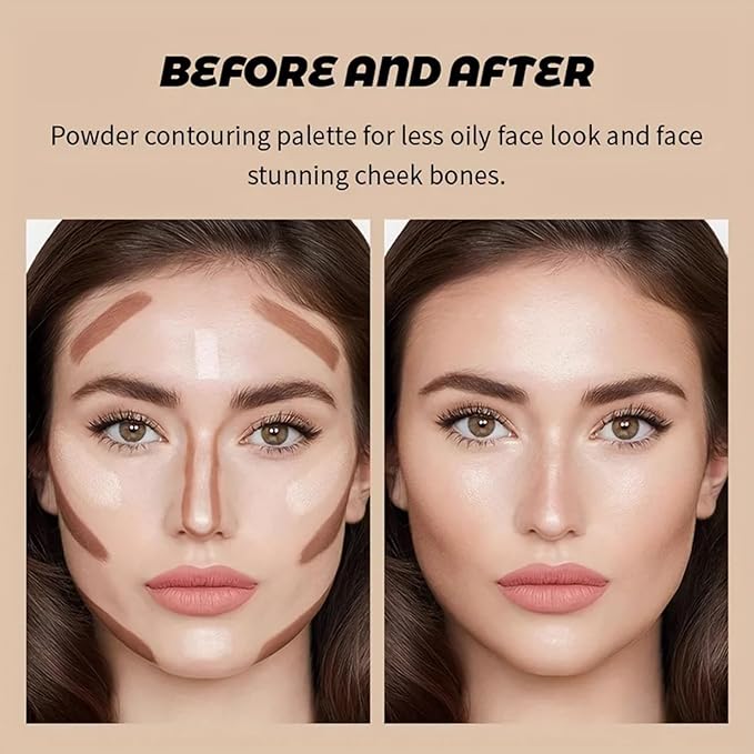 4 Colors Contour Palette, Face Contouring Highlighters Bronzer Powder Makeup Kit, Natural Contouring Makeup Kit for Beginner, All in one Makeup Contour Palettes (02, 1.02)-Velvo Beauty