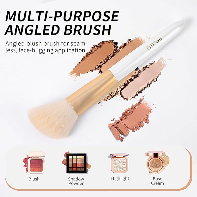 DUcare Angled Blush Brush, Fluffy Blush Brush for Cheeks, Multi-Purpose Face Makeup Brushes for Cream, Liquid Or Powder, Bronzers, Vegan & Cruelty-Free-Velvo Beauty