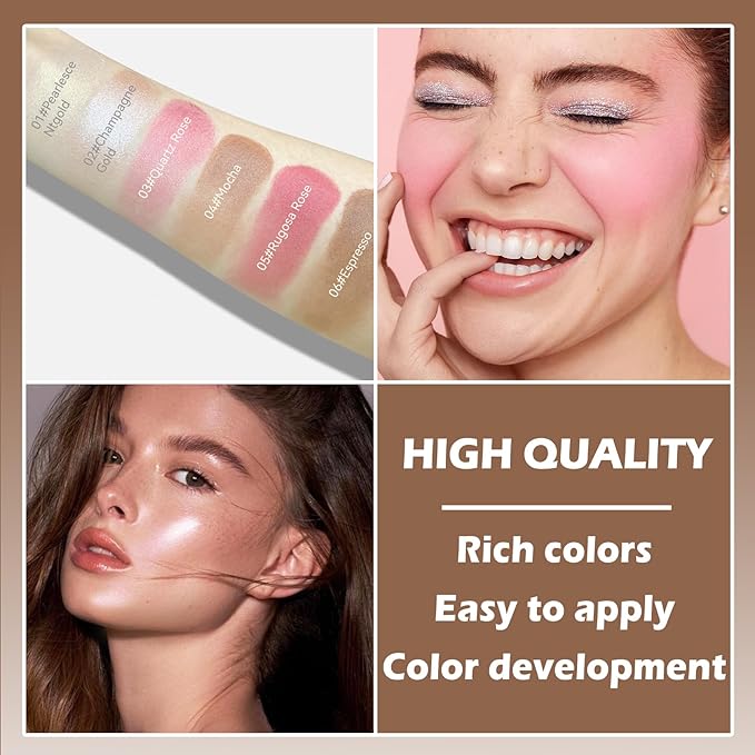 Highlighter Stick Cream Blush Stick Bronzer Contour Stick Makeup,3 PCS Cream Contour Kit with Contour Brush,Long Lasting & Professional Highlighters Makeup Stick for Beginner-Set B-Velvo Beauty